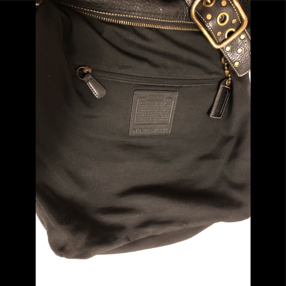 COPY - ❤️ COACH VINTAGE CHELSEA LACE PEBBLED BLACK LEATHER TOTE DUFFLE BAG: EUC - Picture 7 of 8